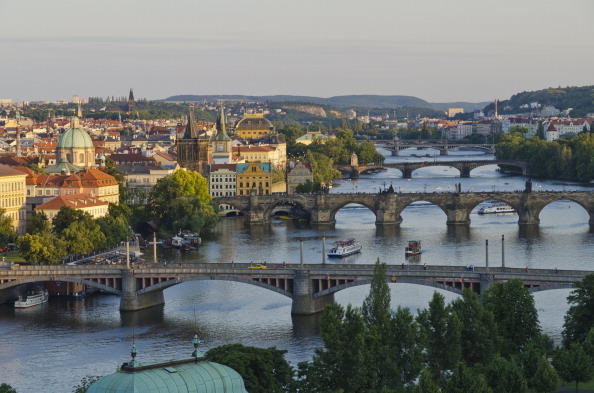 Many bridges are crossing the the river "Vltava" in Prague
