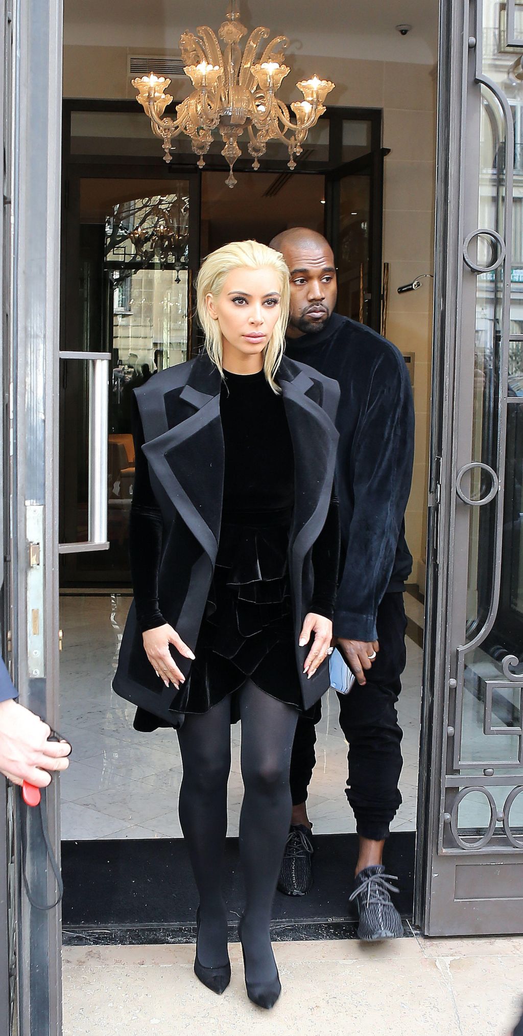 Kim Kardashian bleach blonde hair Kanye West Paris Fashion Week