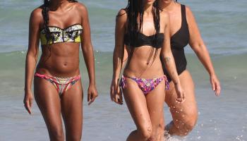 Chanel Iman and Heidy De la Rosa in a Bikinis - Beach in Miami 07
