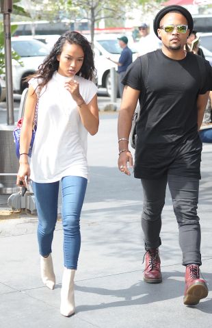 Karrueche Tran seen heading to lunch with a male companion in Los Angeles