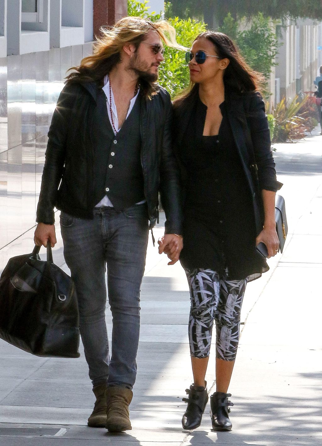 Zoe Saldana and her husband Marco Perego seen in Santa Monica
