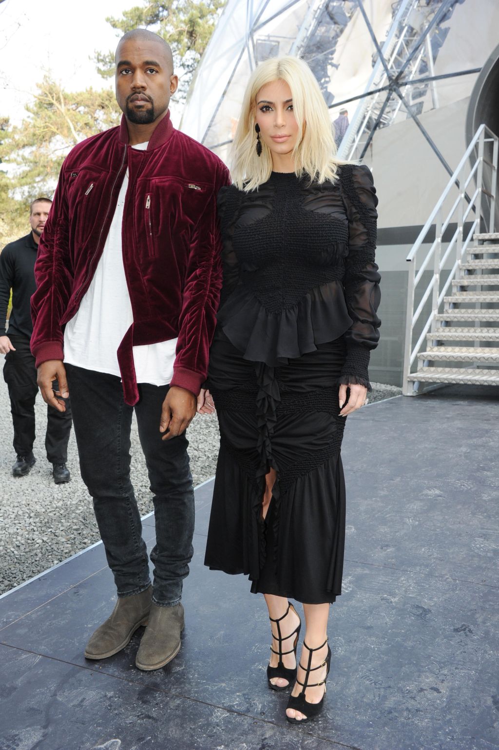 Kim Kardashian and Kanye West at Louis Vuitton show in Paris