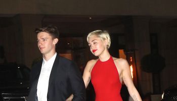 Miley Cyrus and Patrick Schwarzenegger attend pre-Grammy party at Beverly Hilton