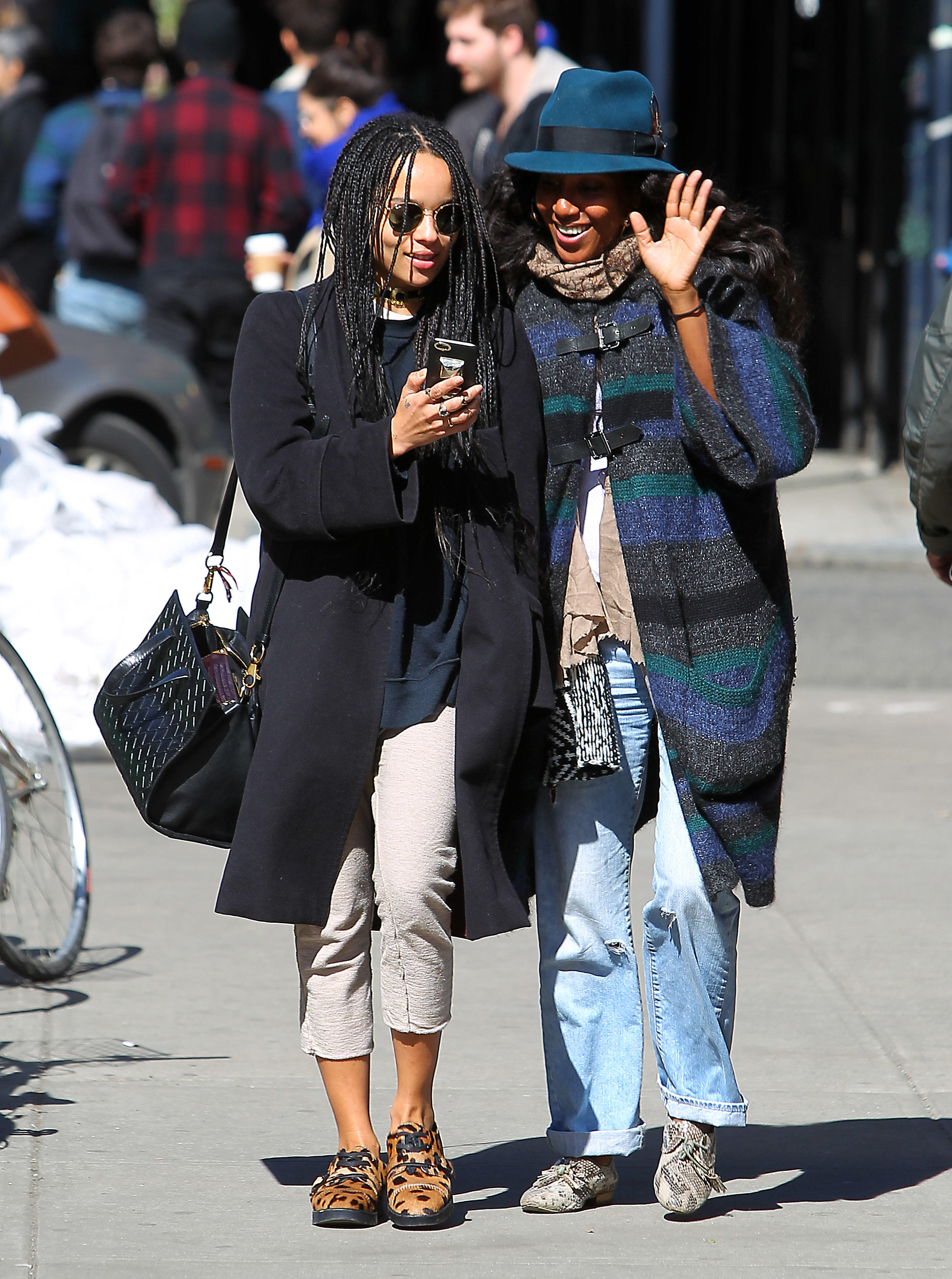Snapchat, please. The beautiful Zoe Kravitz shares an intense laugh with a friend.