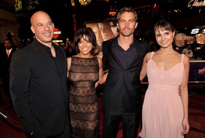 Vin Diesel, Michelle Rodriguez, Paul Walker, and Jordana Brewster arrive at the premiere Universal's 'Fast & Furious'