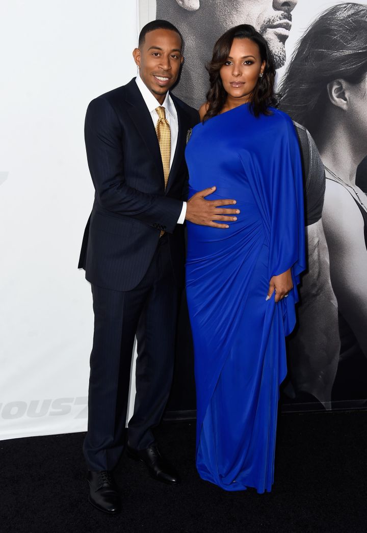 Ludacris and his pregnant wife Eudoxie Mbouguiengue at the “Furious 7” premiere. (2015)