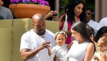 Kanye West, Kim Kardashian, North West on Easter