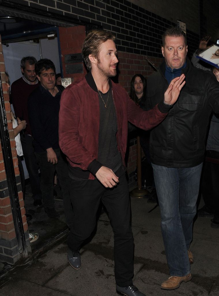 Hey girl, I'm here to make sure you get home safe. Ryan Gosling enjoys a night out at The Arts Club in Mayfair.