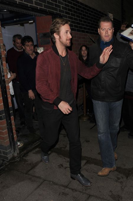 Hey girl, I’m here to make sure you get home safe. Ryan Gosling enjoys a night out at The Arts Club in Mayfair.