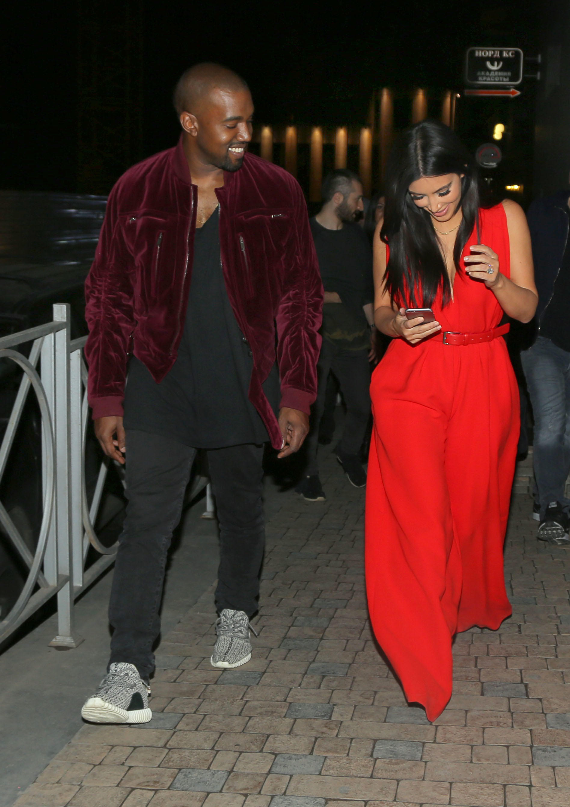 Kim Kardashian & Kanye West share laughs during date night