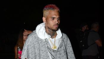 Chris Brown on his way to the Neon Carnival at Coachella