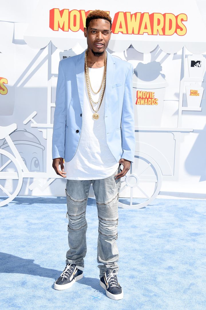 Fetty Wap threw a blazer over his white tee for the occasion.