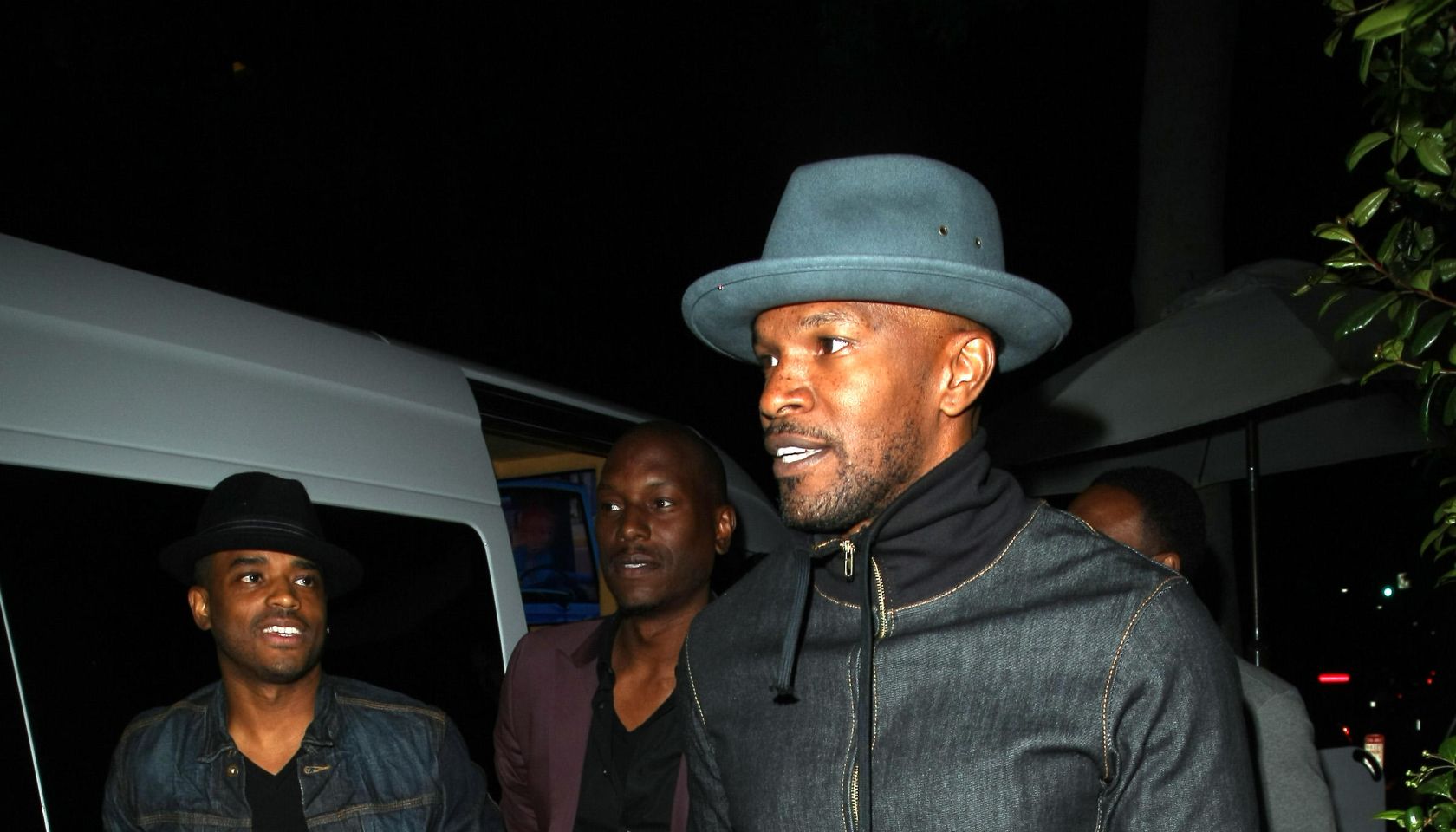 Actors Jamie Foxx , Tyrese Gibson, Larenz Tate and friends dine out at Mr.Chow