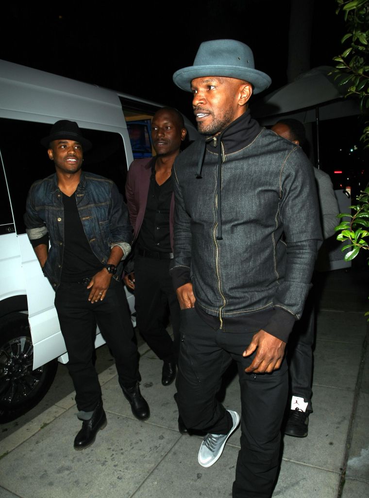 Jamie Foxx was spotted heading into Mr. Chow with his boys, Tyrese Gibson and Larenz Tate.