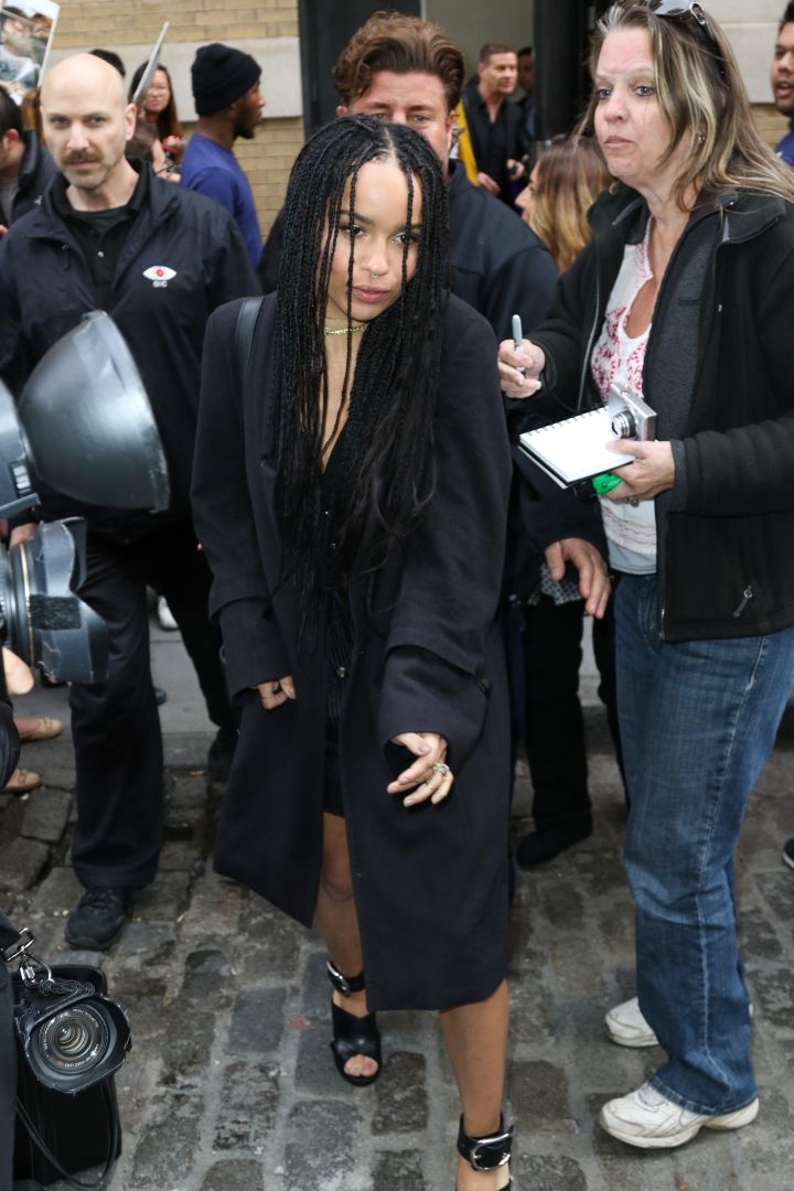 Zoe Kravitz went out the back door while leaving the Apple store in New York.