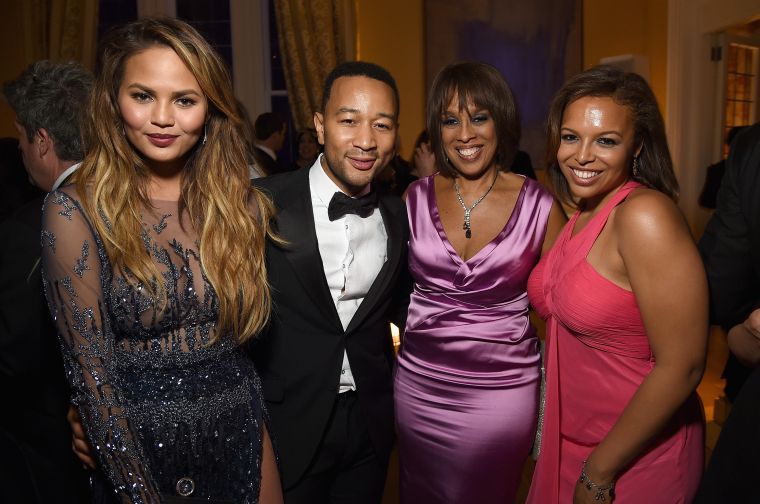 Chrissy Teigen, John Legend, Gayle King, & friend