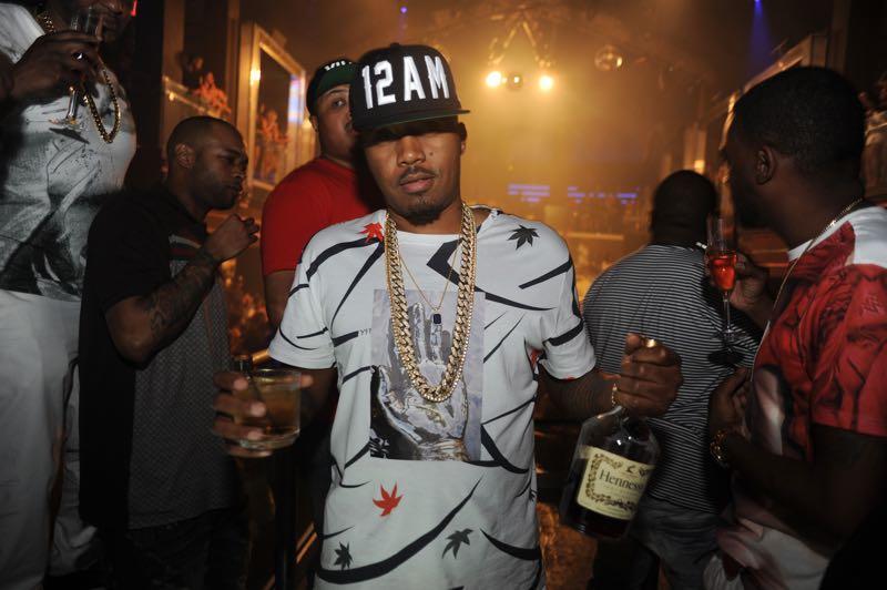 Nas parties at LIV with an entourage that included rapper Noreaga, to celebrate the 21st anniversary of his album "Illmatic".