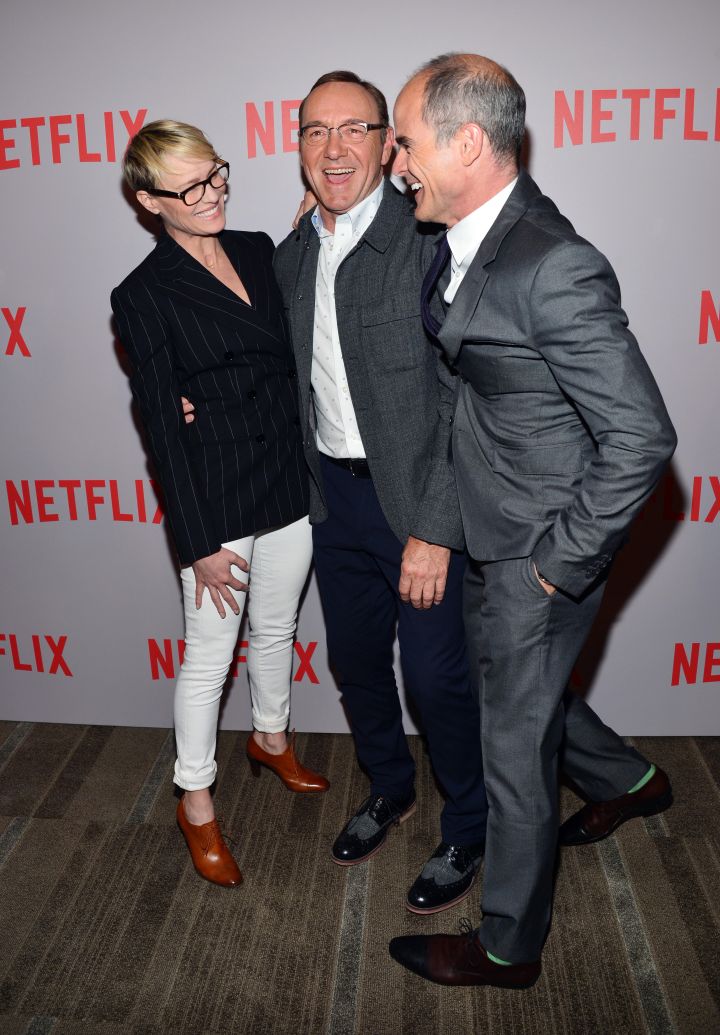 Three’s a crowd! Robin Wright, Kevin Spacey, and Michael Kelly hit up Netflix’s “House Of Cards” Q&A screening event.