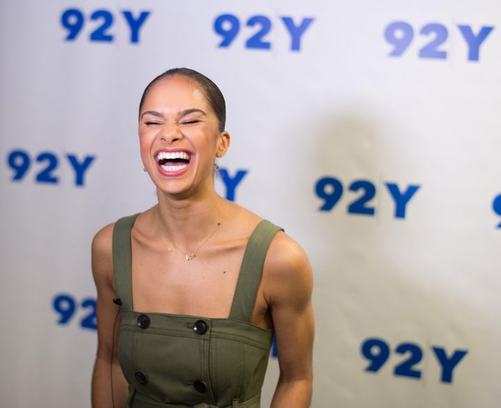 What a smile! Misty Copeland rocks the “92nd Street Y Presents: In Conversation With Misty Copeland And Amy Astley” red carpet in army green.