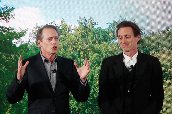 Actors Steve Buscemi and his brother Michael Buscemi appeared excited about their show “Park Bench” as they introduced it on stage during the AOL 2015 Newfront in NYC.