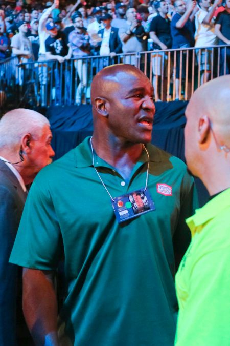 Evander Holyfield spotted at the weigh-in.