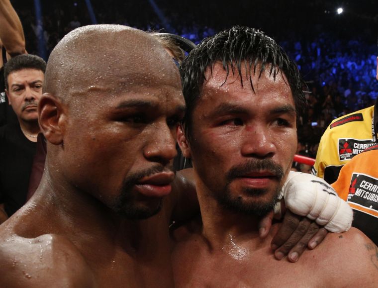 Floyd and Manny hug it out after the fight.