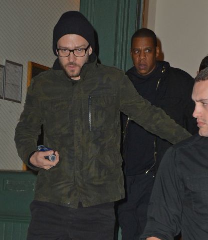 Justin Timberlake and Jay-Z leaving Taylor Swift's apartment in Tribeca, NYC.