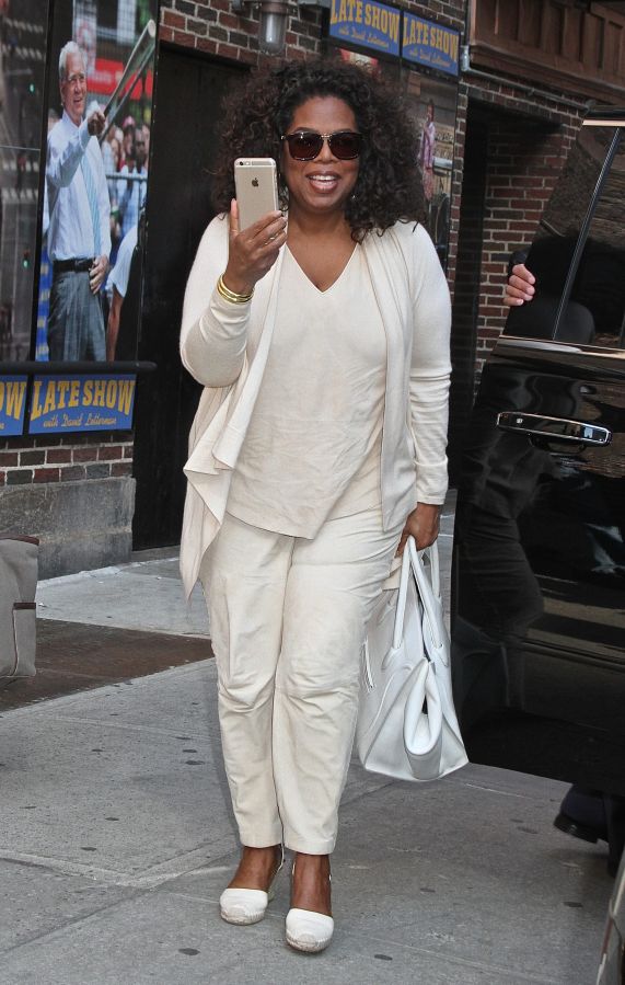 Oprah Winfrey arrives for her final appearance on the 'Late Show with David Letterman' in NYC