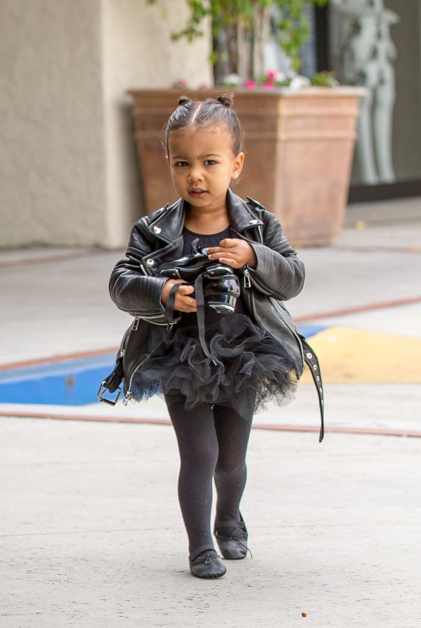 Kim and Kourtney Kardashian drop off North West and Penelope Disick at ballet class