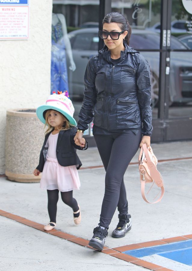 Kim and Kourtney Kardashian drop off North West and Penelope Disick at ballet class