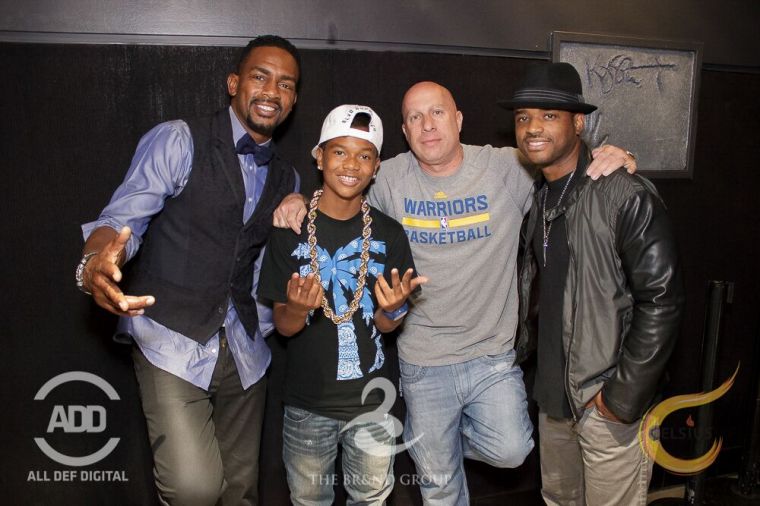 Bill Bellamy poses with Lorenz Tate, DJ Kiss and Steve Lobel.