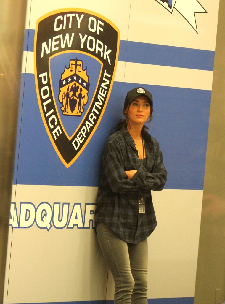 Megan Fox goes undercover with the NYPD on the set of "Teenage Mutant Ninja Turtles 2"