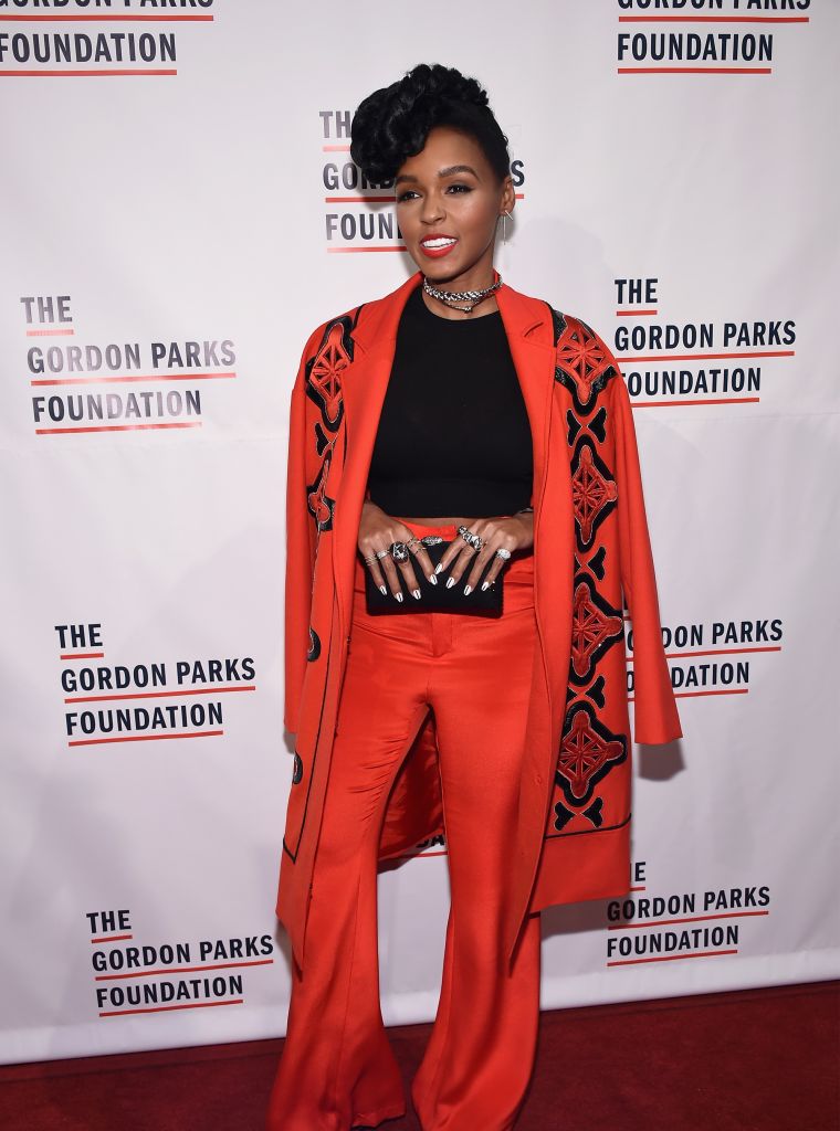Janelle Monae looked stunning in red at the Gordon Parks event last night.
