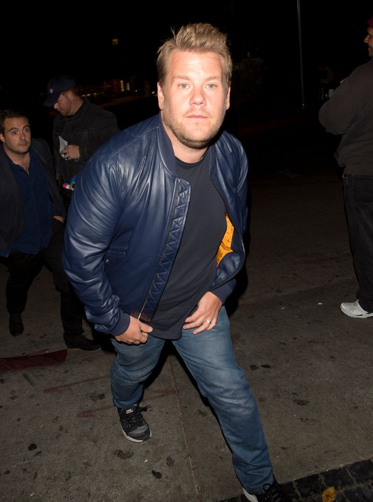 James Corden doesn't try to avoid paparazzi at all while on his way out of the Chateau Marmont hotel.