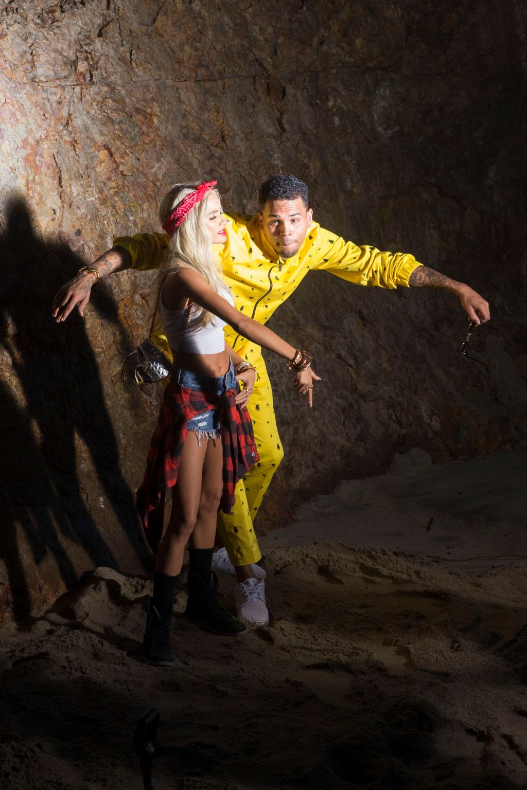 Chris Brown dances on the sand while shooting 'Do It Again' video in Malibu.