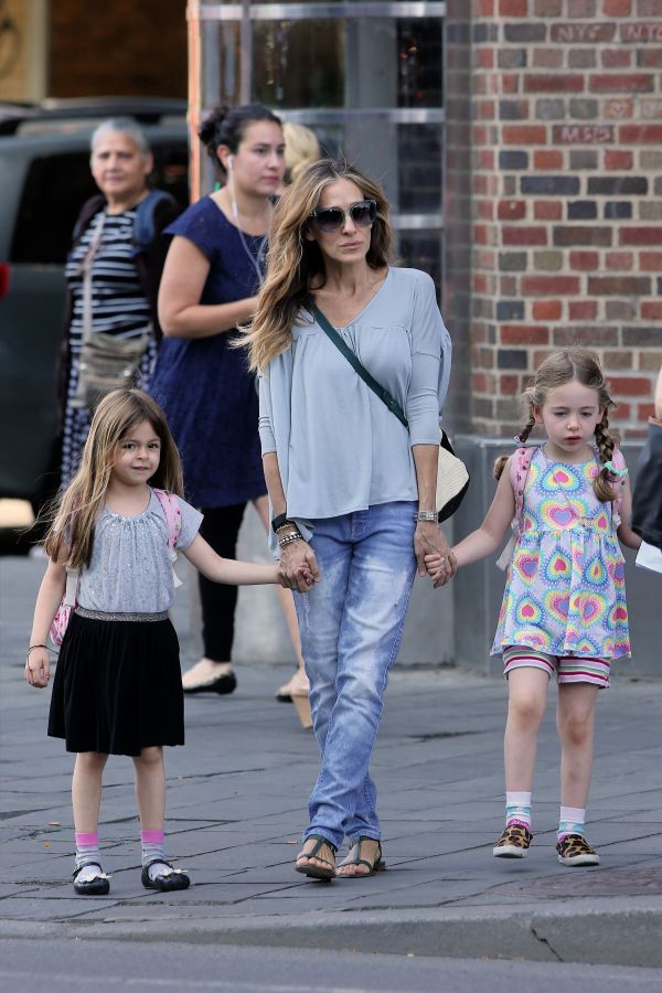 Sarah Jessica Parker and daughters in west village