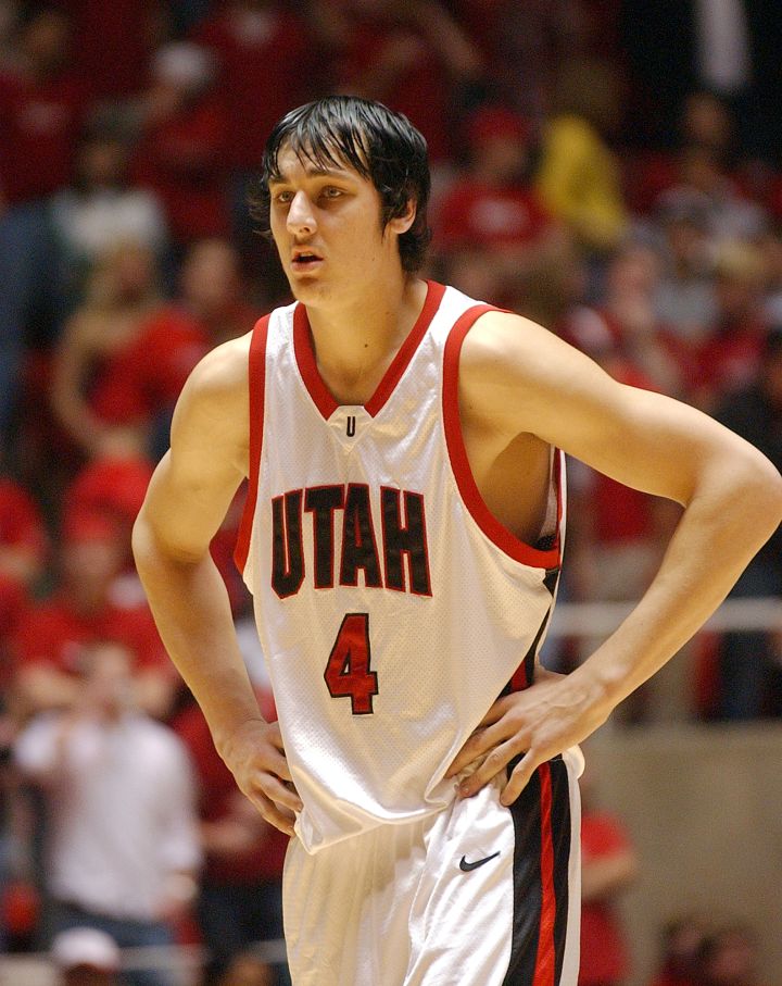 Andrew Bogut gets into the game during his NCAA days.