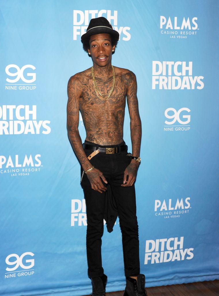Wiz Khalifa's entire body is covered in tattoos.