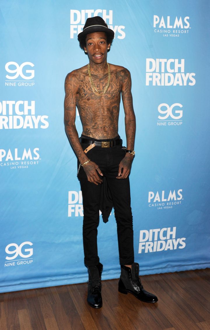 Wiz Khalifa’s entire body is covered in tattoos.