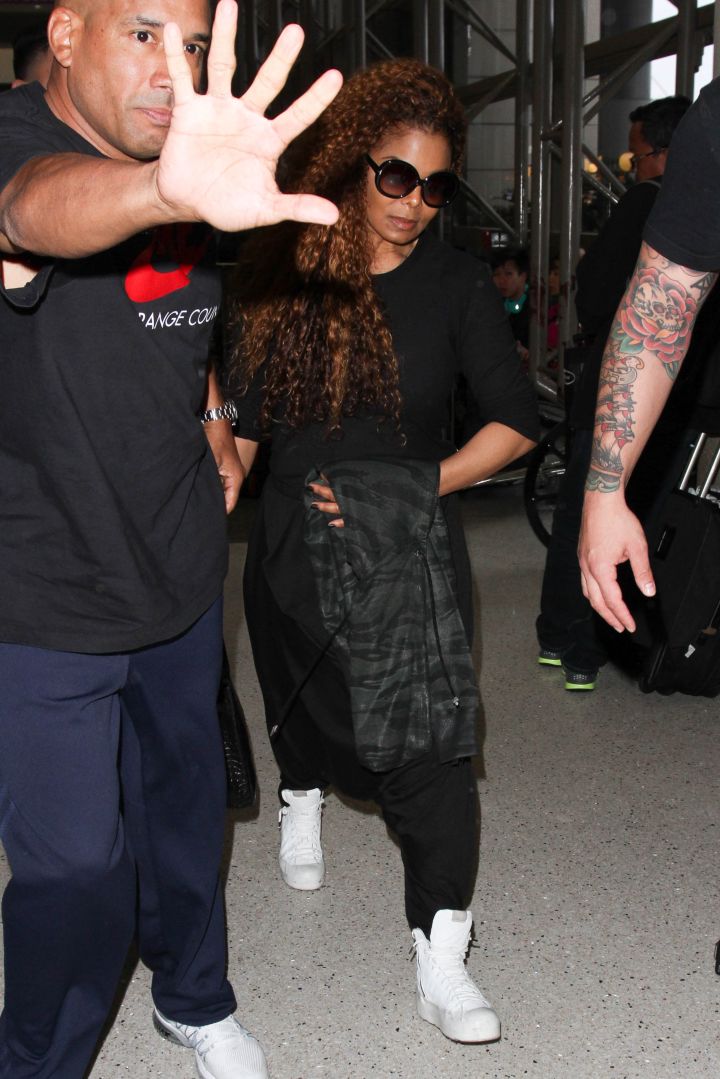 Janet Jackson lands at LAX with her hubby Wissam Al Mana.