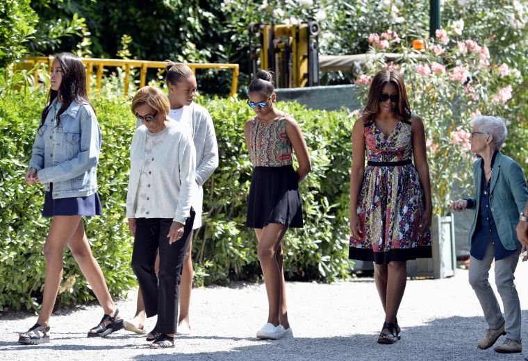 The Obama girls wore flats and Malia covered up with a denim jacket while sight-seeing in Venice.
