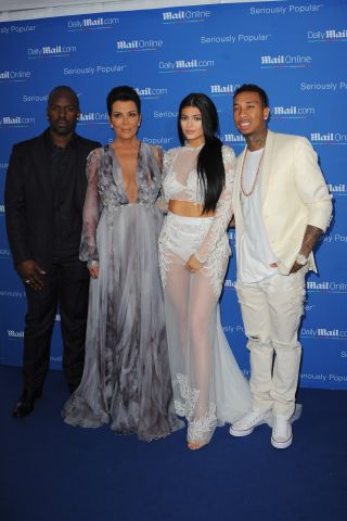 Kylie Jenner, Tyga, Corey Gamble, Kris Jenner at CELEBRITY ARRIVES AT MAILONLINE YACHT PARTY IN CANNES