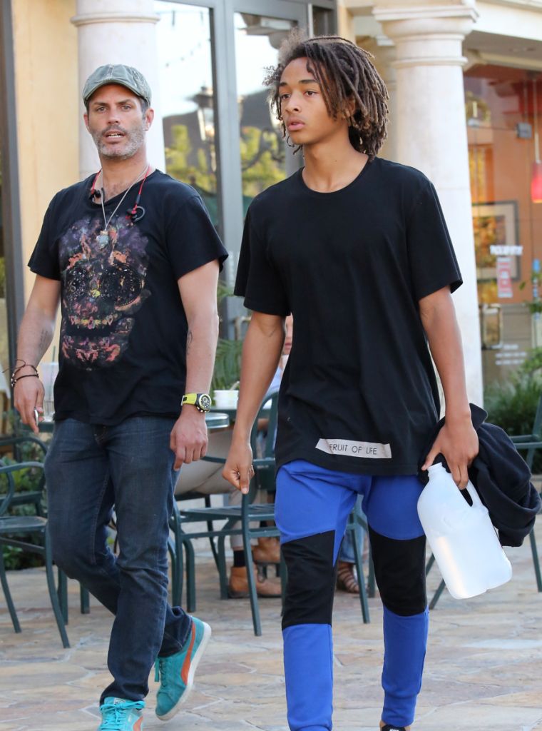 Jaden Smith shows off his always unique style while shopping in Calabasas.