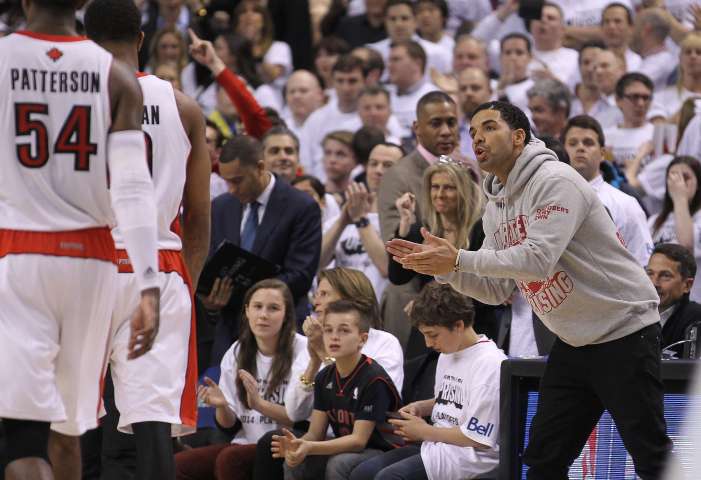 Drake courtside, Brooklyn Nets v Toronto Raptors - Game Two