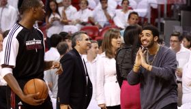 Drake courtside, Chicago Bulls v Miami Heat - Game Three