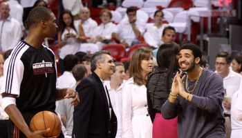 Drake courtside, Chicago Bulls v Miami Heat - Game Three