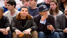 Drake courtside, Maxwell - Celebrities court side at the NY Knicks Miami Heat game featuring Lebron James
