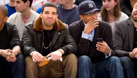 Drake courtside, Maxwell - Celebrities court side at the NY Knicks Miami Heat game featuring Lebron James