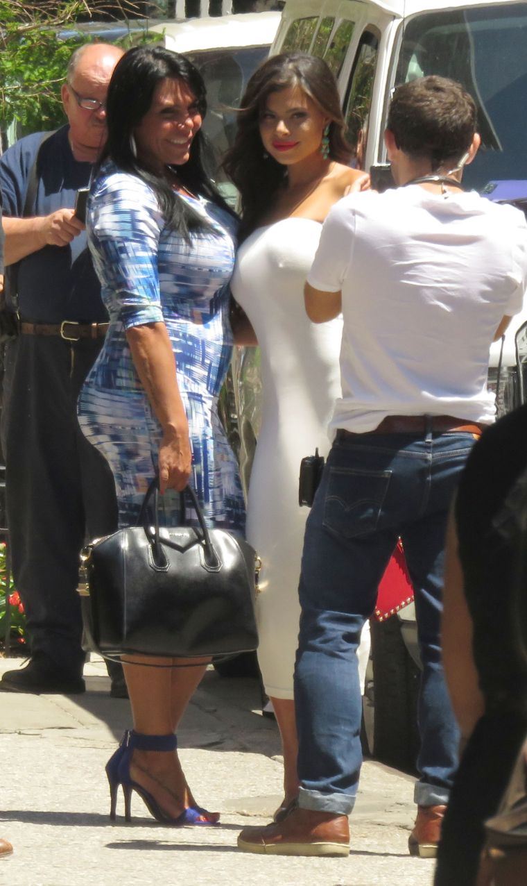 Renee Graziano films “Mob Wives” with new cast member Marissa Jade in NYC.