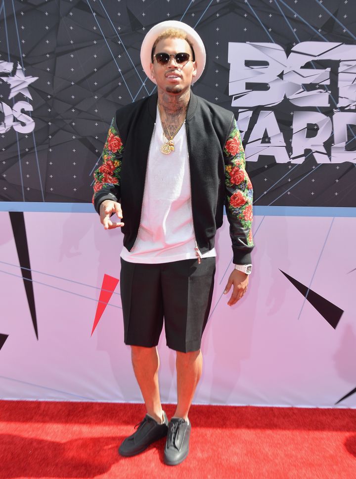 Chris Brown kept it fun in shorts.